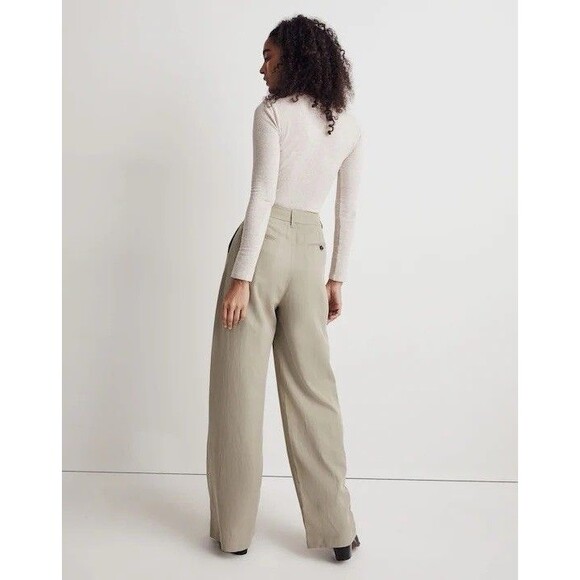 Madewell The Harlow Wide-Leg Trouser Pants in Beige Size 4T - Picture 3 of 12